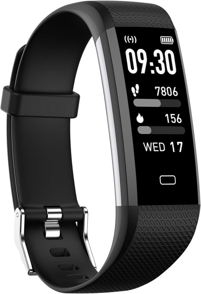 Kummel Fitness Tracker with Heart Rate Monitor, Waterproof Activity Tracker with Pedometer  Sleep Monitor, Calories, Step Tracking for Women Men Black