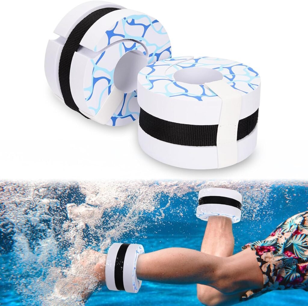 Swim Aquatic Cuffs,High-Density EVA Water Aerobics Float Ring Fitness Pool Exercise Weights Set, Water Ankles Arms Belts with Detachable Velcro for Swim Fitness Training