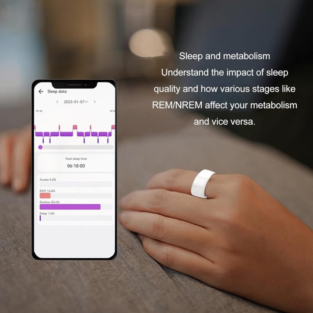 Luqeeg Health Tracker Smart Ring, Bluetooth Connection Health Fitness Tracker, IPX8 Waterproof Rechargeable Smart Ring Heart Rate Body Temperature Pedometer for Heart Rate Sleep Monitor
