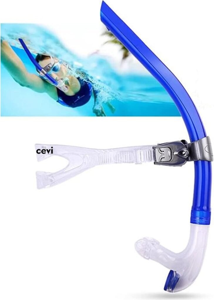 Swim Snorkel for Lap Swimming,Adult Swimmers Snorkeling Gear for Swimming Snorkel Training in Pool and Open Water,Snorkle Center Mount Silicone Mouthpiece One-Way Purge Valve