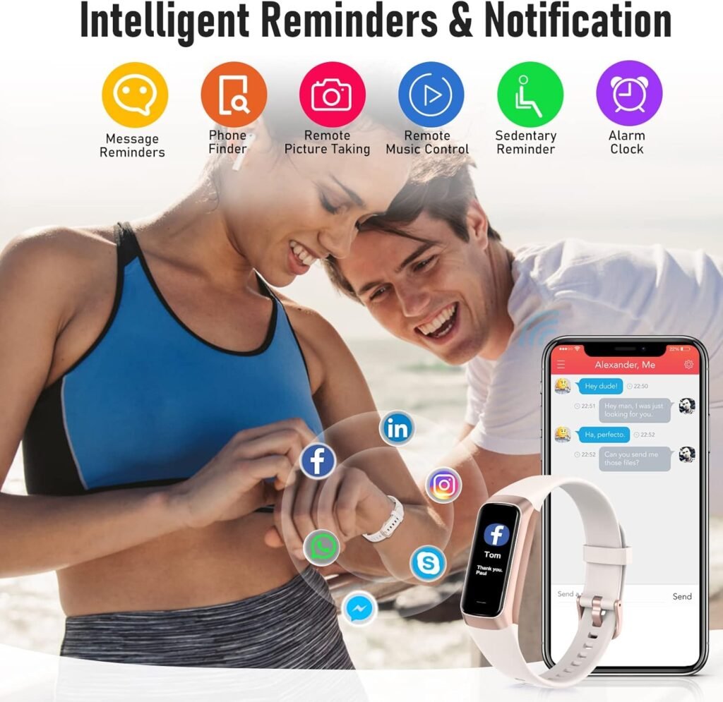 Fitness Tracker,Activity Tracker,Heart Rate Monitor with 1.10 AMOLED Touch Color Screen,5 ATM Waterproof Calorie Smart Watch,Step Counter for Walking,Sleep Monitor for Women Men White